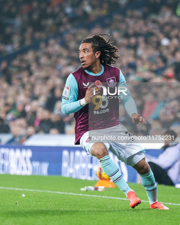 Luca Koleosho of Burnley participates in the Sky Bet Championship match between West Bromwich Albion and Burnley at The Hawthorns in West Br...