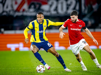 AZ Alkmaar defender Mees de Wit and Fenerbahce defender Rodrigo Becao play during the match between AZ and Fenerbahce at the AFAS stadium fo...