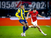 AZ Alkmaar defender Mees de Wit and Fenerbahce defender Rodrigo Becao play during the match between AZ and Fenerbahce at the AFAS stadium fo...