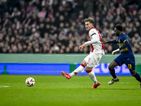 AFC Ajax Amsterdam forward Mika Godts plays during the match between Ajax and Maccabi Tel Aviv at the Johan Cruijff ArenA for the UEFA Europ...