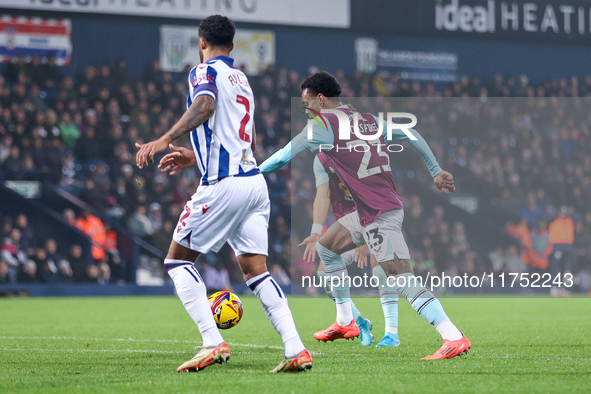 Number 23, Lucas Pires of Burnley, makes an attacking run during the Sky Bet Championship match between West Bromwich Albion and Burnley at...