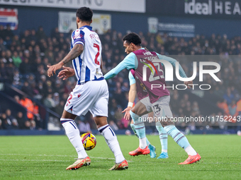 Number 23, Lucas Pires of Burnley, makes an attacking run during the Sky Bet Championship match between West Bromwich Albion and Burnley at...