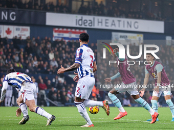 Number 23, Lucas Pires of Burnley, makes an attacking run during the Sky Bet Championship match between West Bromwich Albion and Burnley at...