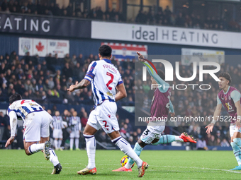 Number 23, Lucas Pires of Burnley, attempts a shot on goal during the Sky Bet Championship match between West Bromwich Albion and Burnley at...