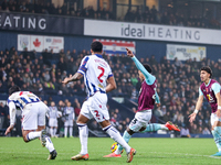 Number 23, Lucas Pires of Burnley, attempts a shot on goal during the Sky Bet Championship match between West Bromwich Albion and Burnley at...