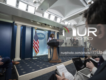 The White House Press Briefing by Secretary Karine Jean-Pierre addresses the White House pool about the peaceful transfer of power between a...