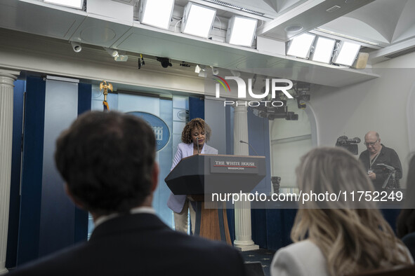 The White House Press Briefing by Secretary Karine Jean-Pierre addresses the White House pool about the peaceful transfer of power between a...