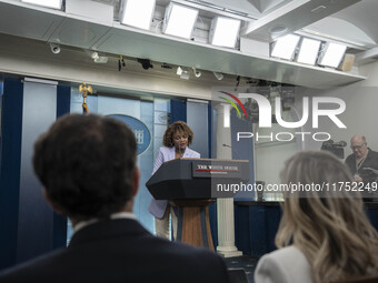 The White House Press Briefing by Secretary Karine Jean-Pierre addresses the White House pool about the peaceful transfer of power between a...