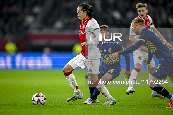 AFC Ajax Amsterdam midfielder Kian Fitz-Jim plays during the match between Ajax and Maccabi Tel Aviv at the Johan Cruijff ArenA for the UEFA...