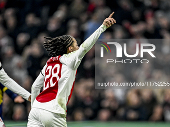 AFC Ajax Amsterdam midfielder Kian Fitz-Jim celebrates the 5-0 goal during the match between Ajax and Maccabi Tel Aviv at the Johan Cruijff...