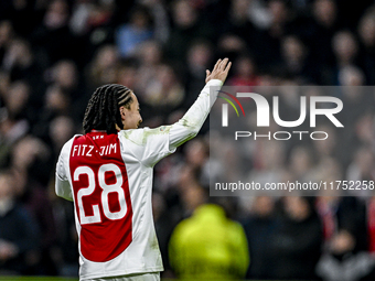 AFC Ajax Amsterdam midfielder Kian Fitz-Jim celebrates the 5-0 goal during the match between Ajax and Maccabi Tel Aviv at the Johan Cruijff...