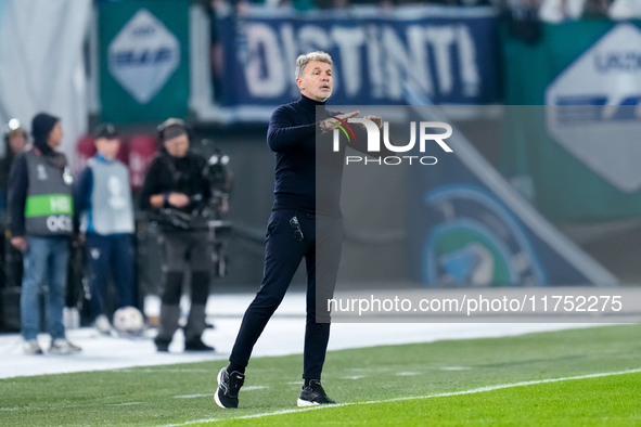 Marco Baroni head coach of SS Lazio gestures during the UEFA Europa League 2024/25 League Phase MD4 match between SS Lazio and FC Porto at S...