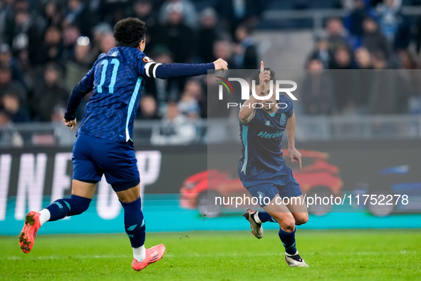 Stephen Eustaquio of FC Porto celebrates after scoring first goal during the UEFA Europa League 2024/25 League Phase MD4 match between SS La...