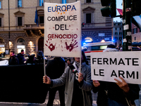 A demonstration organized by some pro-Palestinian groups takes place in front of the European Commission headquarters on Via IV Novembre in...