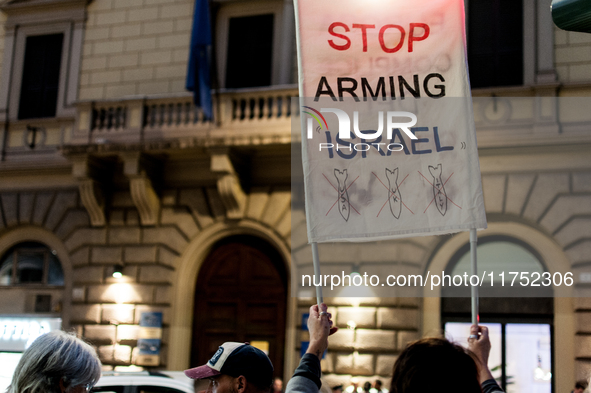 A demonstration organized by some pro-Palestinian groups takes place in front of the European Commission headquarters on Via IV Novembre in...