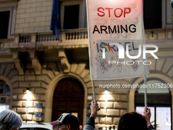 A demonstration organized by some pro-Palestinian groups takes place in front of the European Commission headquarters on Via IV Novembre in...