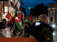 A demonstration organized by some pro-Palestinian groups takes place in front of the European Commission headquarters on Via IV Novembre in...