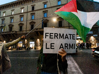 A demonstration organized by some pro-Palestinian groups takes place in front of the European Commission headquarters on Via IV Novembre in...