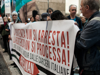 A demonstration organized by some pro-Palestinian groups takes place in front of the European Commission headquarters on Via IV Novembre in...