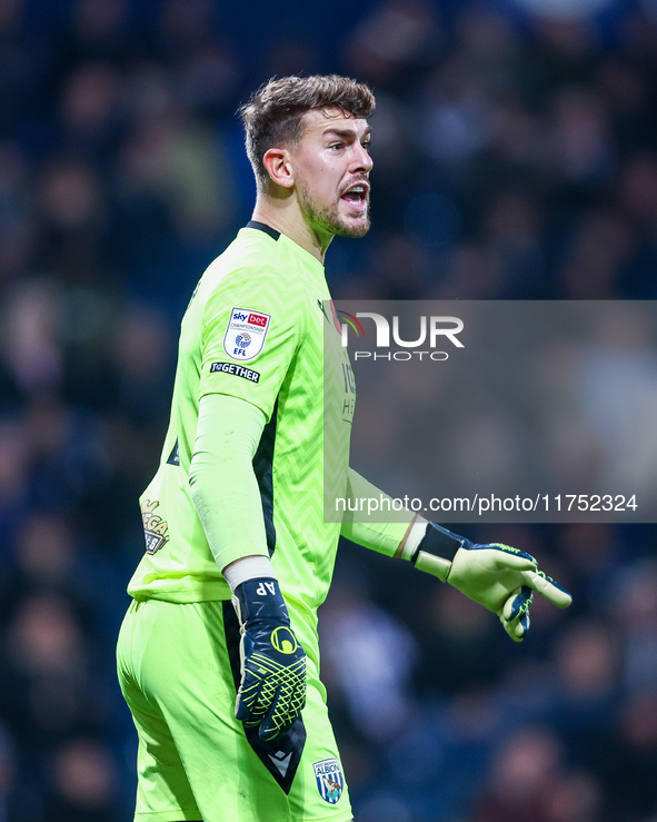 Alex Palmer of WBA participates in the Sky Bet Championship match between West Bromwich Albion and Burnley at The Hawthorns in West Bromwich...