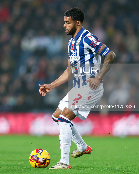 Darnell Furlong of WBA is on the ball during the Sky Bet Championship match between West Bromwich Albion and Burnley at The Hawthorns in Wes...