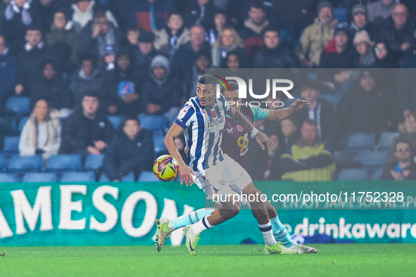 Number 18, Karlan Grant of WBA, is in attacking action during the Sky Bet Championship match between West Bromwich Albion and Burnley at The...