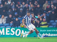 Number 18, Karlan Grant of WBA, is in attacking action during the Sky Bet Championship match between West Bromwich Albion and Burnley at The...