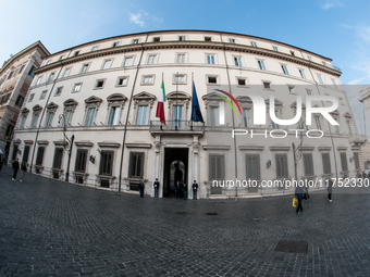 View of Palazzo Chigi, seat of the Italian government, in Rome, Italy, on November 7, 2024. (