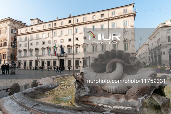 View of Palazzo Chigi, seat of the Italian government, in Rome, Italy, on November 7, 2024. 