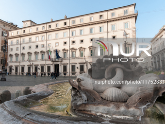 View of Palazzo Chigi, seat of the Italian government, in Rome, Italy, on November 7, 2024. (