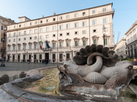 View of Palazzo Chigi, seat of the Italian government, in Rome, Italy, on November 7, 2024. (