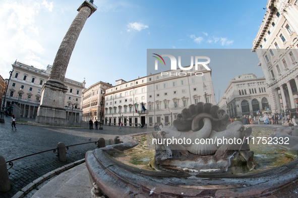 View of Palazzo Chigi, seat of the Italian government, in Rome, Italy, on November 7, 2024. 