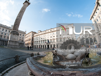 View of Palazzo Chigi, seat of the Italian government, in Rome, Italy, on November 7, 2024. (