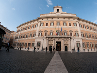 View of Palazzo Montecitorio, seat of the Chamber of Deputies, in Rome, Italy, on November 7, 2024. (