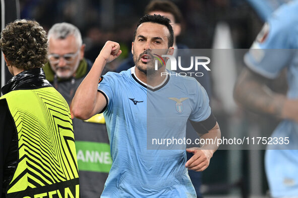 Pedro of S.S. Lazio celebrates after scoring the goal of 2-1 during the UEFA Europa League 2024/25 League Phase MD4 match between S.S. Lazio...