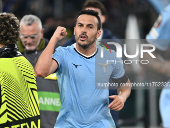 Pedro of S.S. Lazio celebrates after scoring the goal of 2-1 during the UEFA Europa League 2024/25 League Phase MD4 match between S.S. Lazio...