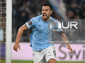 Pedro of S.S. Lazio celebrates after scoring the goal of 2-1 during the UEFA Europa League 2024/25 League Phase MD4 match between S.S. Lazio...