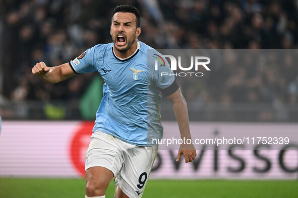 Pedro of S.S. Lazio celebrates after scoring the goal of 2-1 during the UEFA Europa League 2024/25 League Phase MD4 match between S.S. Lazio...