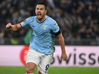 Pedro of S.S. Lazio celebrates after scoring the goal of 2-1 during the UEFA Europa League 2024/25 League Phase MD4 match between S.S. Lazio...