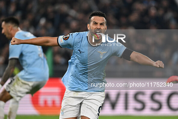 Pedro of S.S. Lazio celebrates after scoring the goal of 2-1 during the UEFA Europa League 2024/25 League Phase MD4 match between S.S. Lazio...