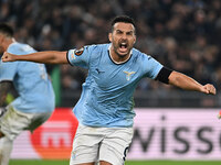 Pedro of S.S. Lazio celebrates after scoring the goal of 2-1 during the UEFA Europa League 2024/25 League Phase MD4 match between S.S. Lazio...