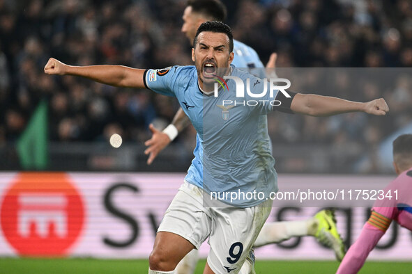 Pedro of S.S. Lazio celebrates after scoring the goal of 2-1 during the UEFA Europa League 2024/25 League Phase MD4 match between S.S. Lazio...