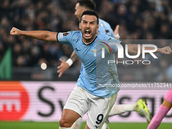 Pedro of S.S. Lazio celebrates after scoring the goal of 2-1 during the UEFA Europa League 2024/25 League Phase MD4 match between S.S. Lazio...