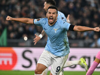 Pedro of S.S. Lazio celebrates after scoring the goal of 2-1 during the UEFA Europa League 2024/25 League Phase MD4 match between S.S. Lazio...