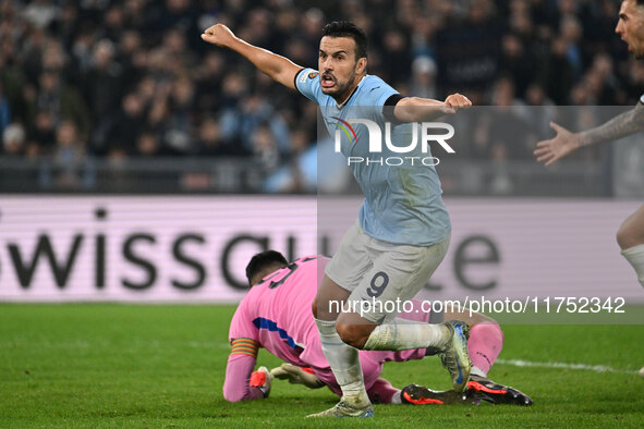 Pedro of S.S. Lazio celebrates after scoring the goal of 2-1 during the UEFA Europa League 2024/25 League Phase MD4 match between S.S. Lazio...