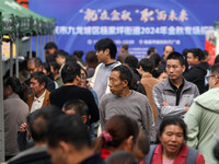 Job seekers learn about employment at a job fair in Chongqing, China, on November 7, 2024. (