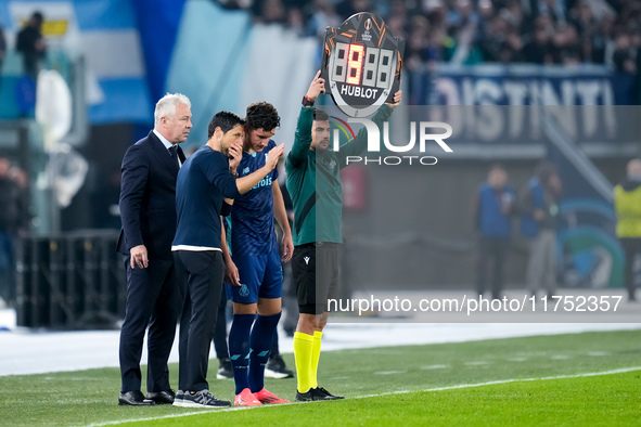 Vitor Bruno head coach of FC Porto gives instructions to Deniz Gul of FC Porto during the UEFA Europa League 2024/25 League Phase MD4 match...