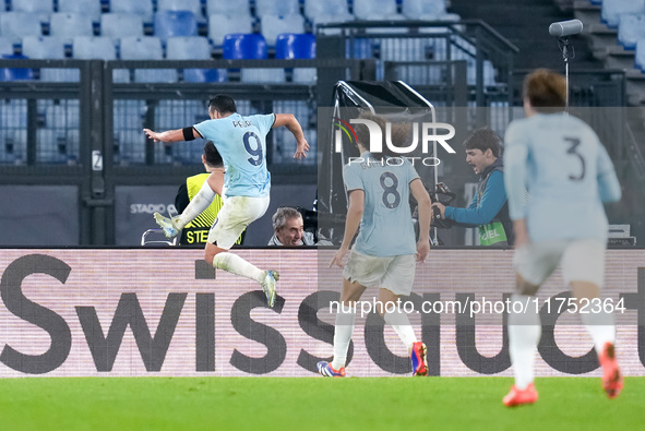 Pedro of SS Lazio celebrates after scoring second goal during the UEFA Europa League 2024/25 League Phase MD4 match between SS Lazio and FC...