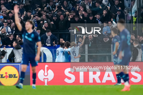 Pedro of SS Lazio celebrates after scoring second goal during the UEFA Europa League 2024/25 League Phase MD4 match between SS Lazio and FC...