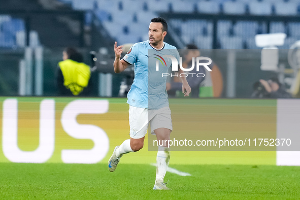 Pedro of SS Lazio celebrates after scoring second goal during the UEFA Europa League 2024/25 League Phase MD4 match between SS Lazio and FC...